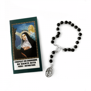 Chapelet Sainte Rita grains noirs